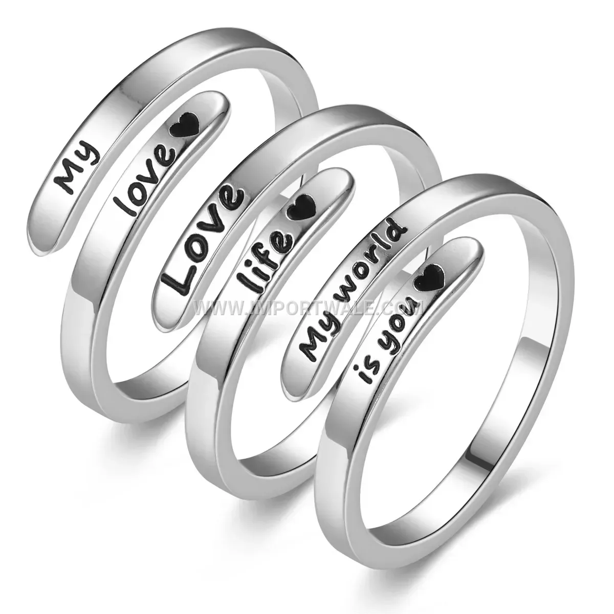 Engraved Open Adjustable Stainless Steel Ring