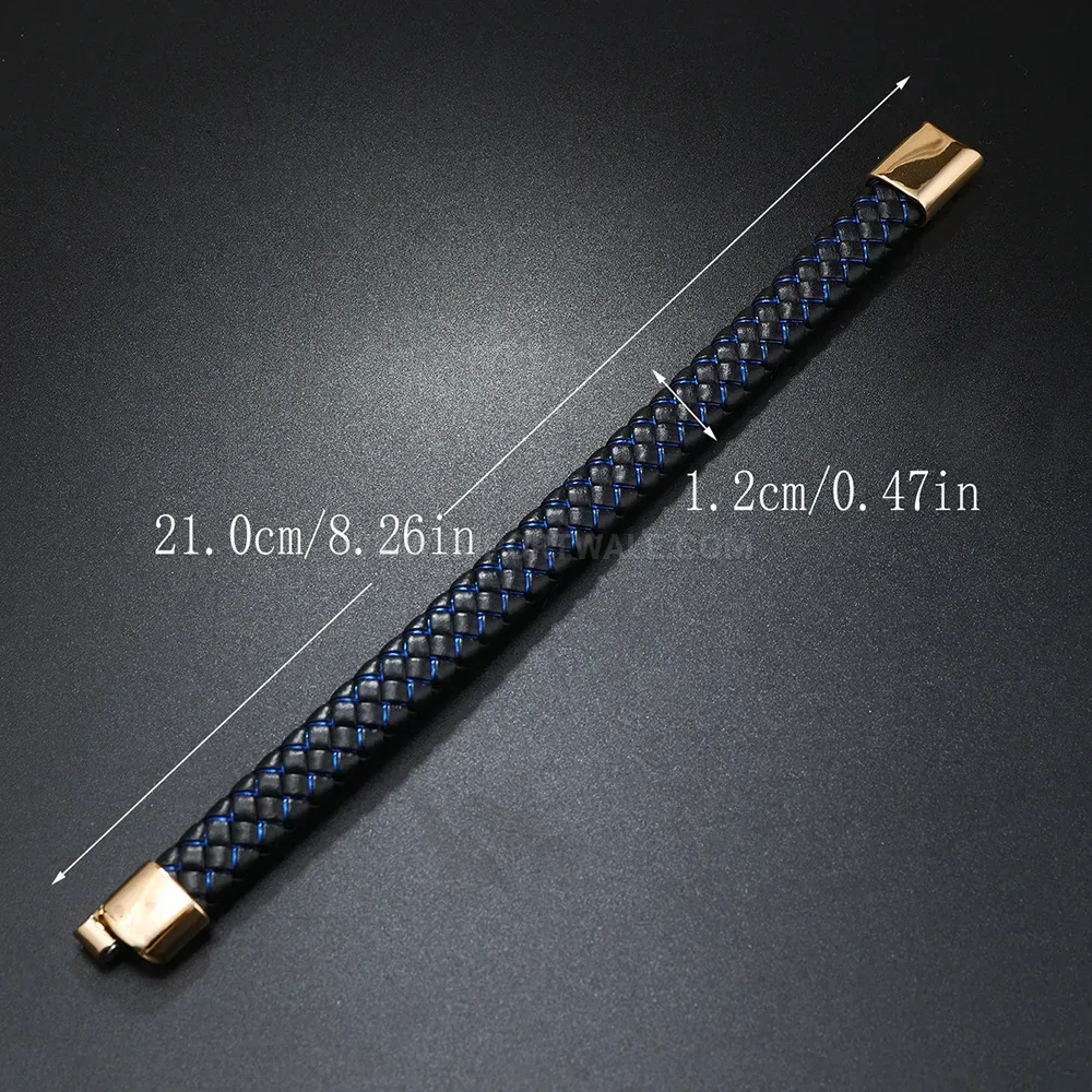 Designer Two Tone Braided PU Leather Cord Bracelet with Magnetic Clasp