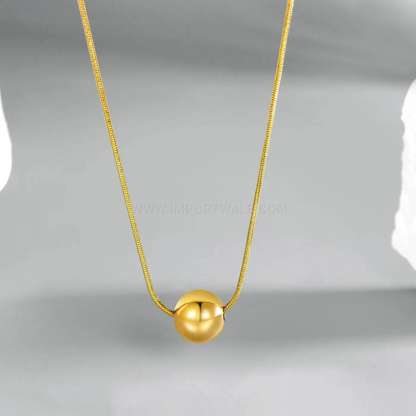 Bold Gold Tone Titanium Steel Sphere Pendant Clavicle Necklace