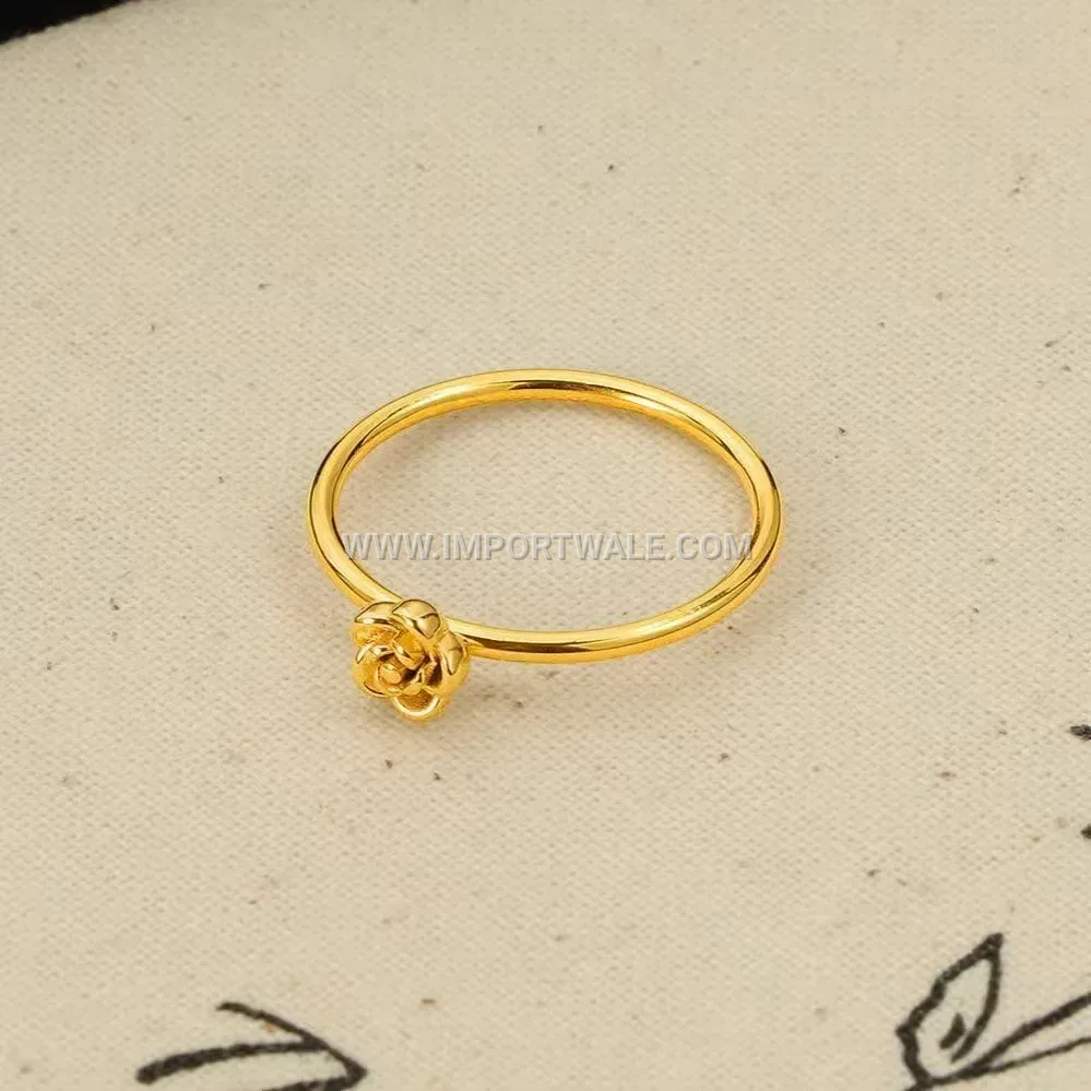 Delicate Rose Engraved Stainless Steel Ultra Thin Band Ring