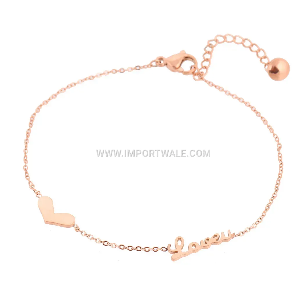 Stainless Steel Heart and Love Letter Charm Bracelet