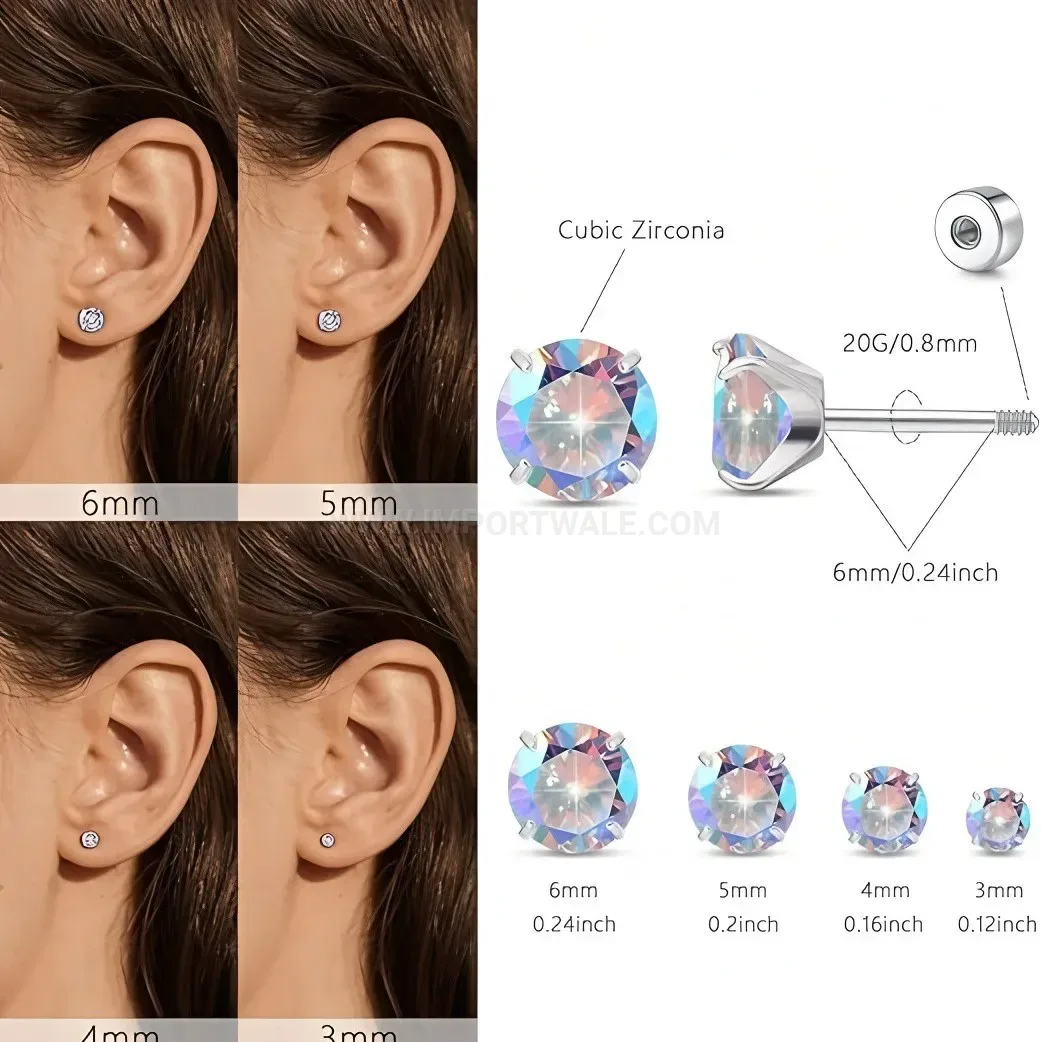 Premium Sparkling Zircon Flower Stainless Steel Cartilage Earring Set