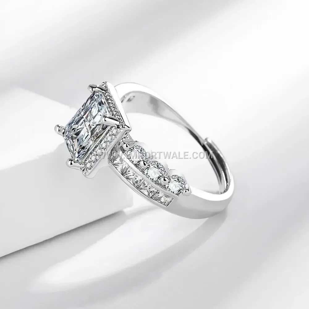Radiant Zircon Silver Plated Open Copper Ring