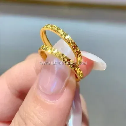 Textured Gold-Plated Copper Ring with Hammered Ripple Finish