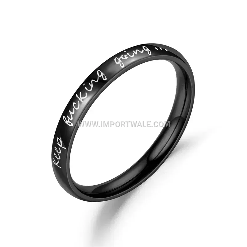 Slim Stainless Steel Motivational Engraved Stacking Ring