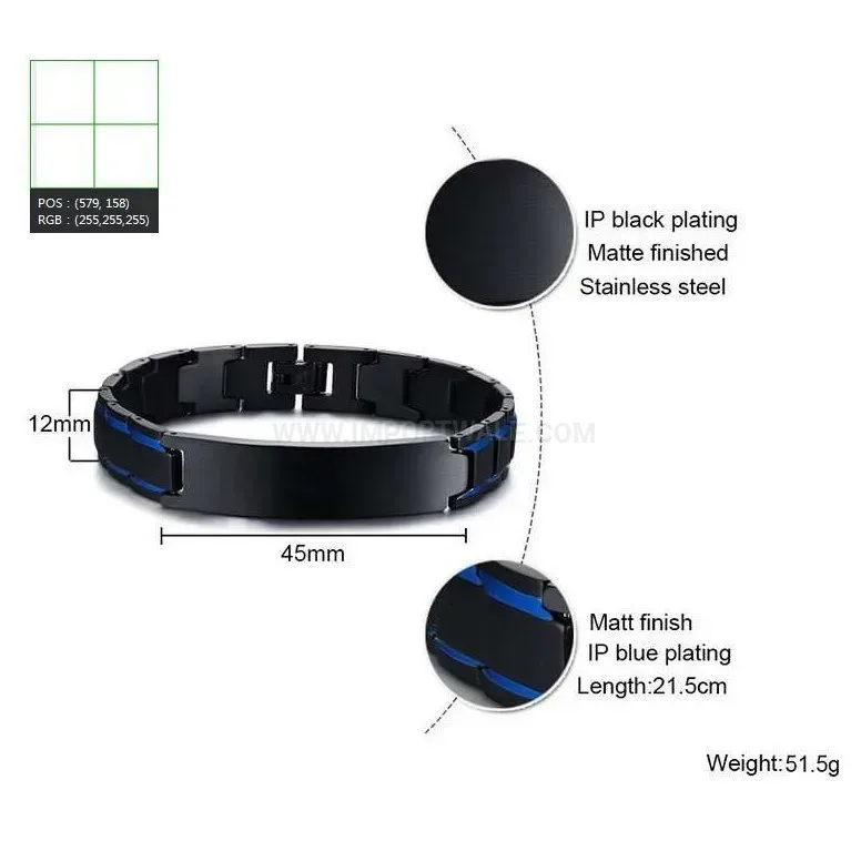 Men Two-Tone Titanium Steel Plate Bio Magnetic Bangle Bracelet