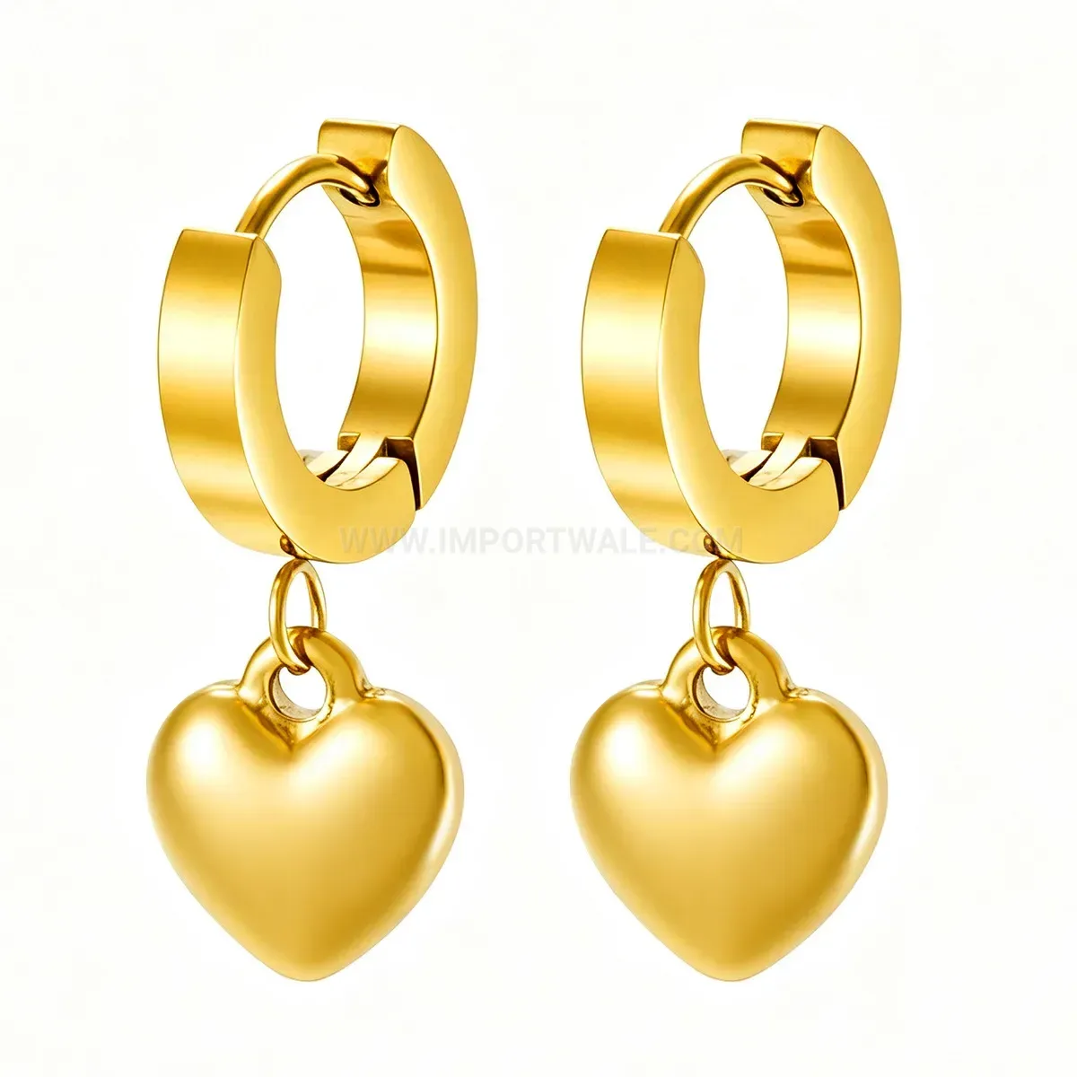 Gold Heart Stainless Steel Hoop Earrings