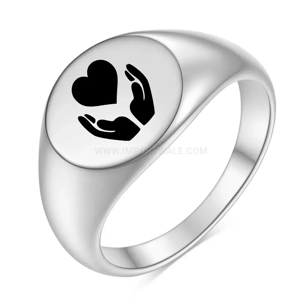 Chic Laser Engraved Heart Motif Stainless Steel Ring