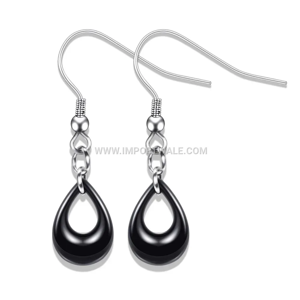 Hollow Teardrop Ceramic Stainless Steel Stud Earrings
