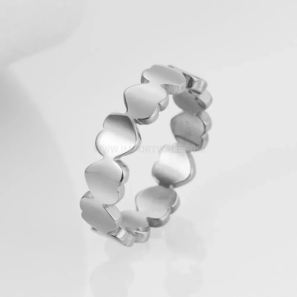 Fashion Minimalist Gold Plated Heart Band Stainless Steel Ring