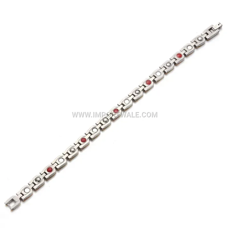 Sleek Two-Tone Gold and Silver Titanium Steel Magnetic Bracelet