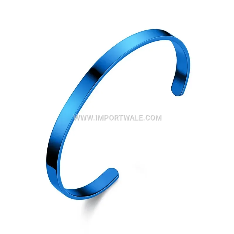 Minimalist Plain C Shaped Stainless Steel Open Cuff Bracelet