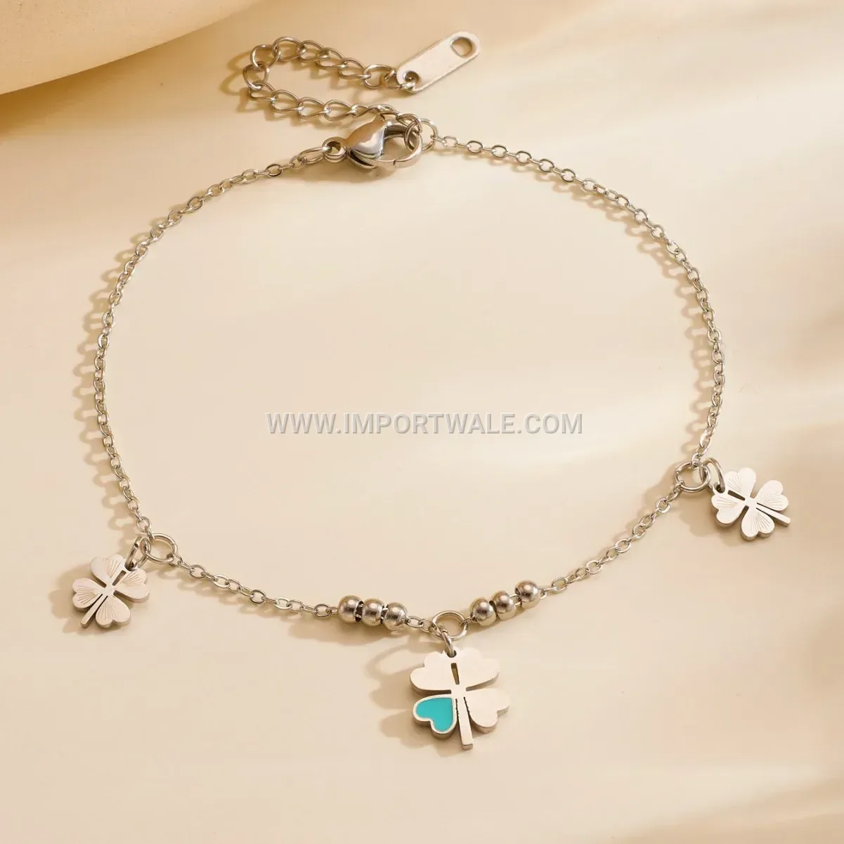 Gold Plated Titanium Steel Four Leaf Clover Anklet