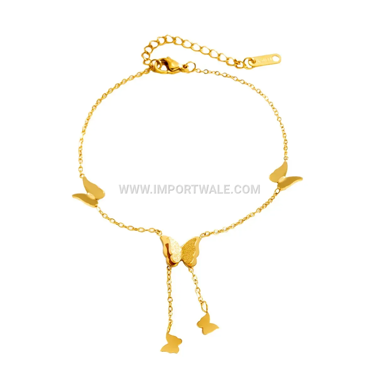 Frosted Butterfly Tassel Titanium Steel Premium Anklet Anti Tarnish