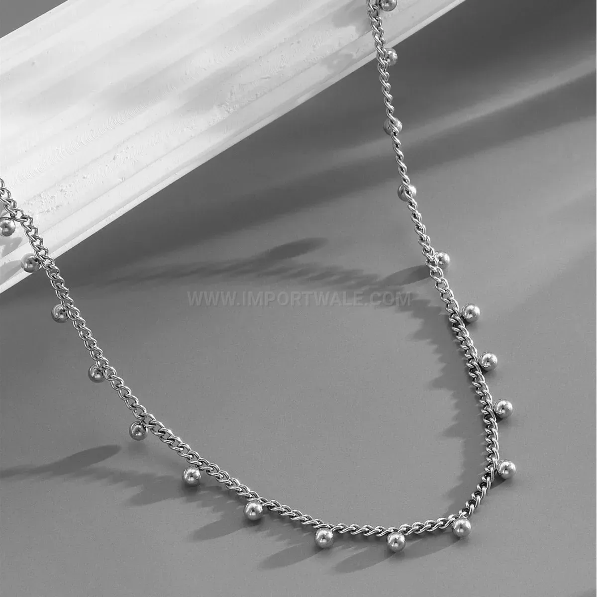 Trendy Electroplated 18K Gold Plated Bead Detail Titanium Steel Chain