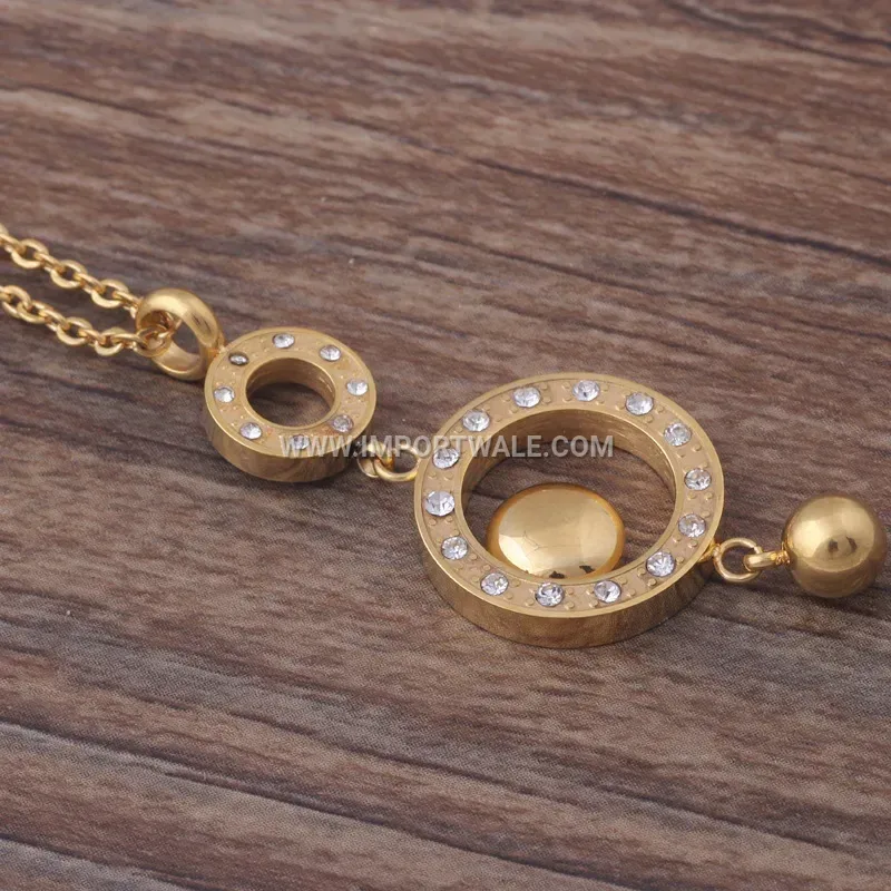 Hollow Long Bar Circular Stainless Steel Sweater Chain