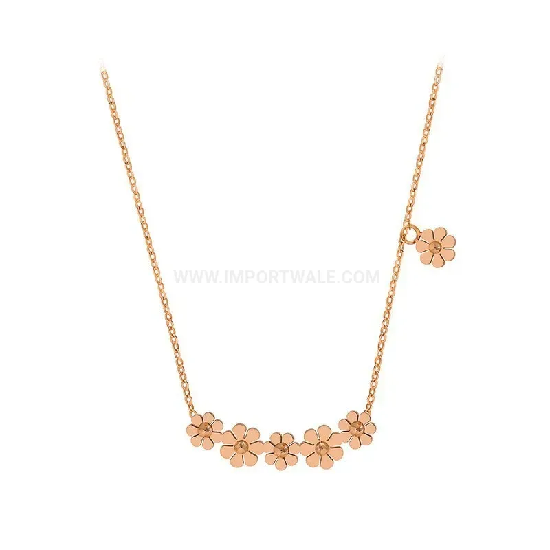 Trendy Floral Daisy Pendant Titanium Steel Cable Chain Necklace