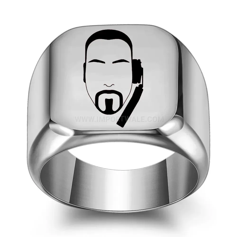 Chic Headphones Motif Cast Stainless Steel Square Ring