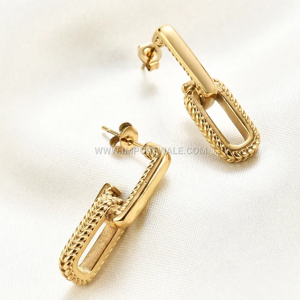 Textured Vintage Stainless Steel Geometric Earrings