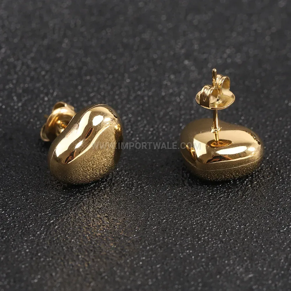 Minimalist Gold Plated Stainless Steel Heart Stud Earrings