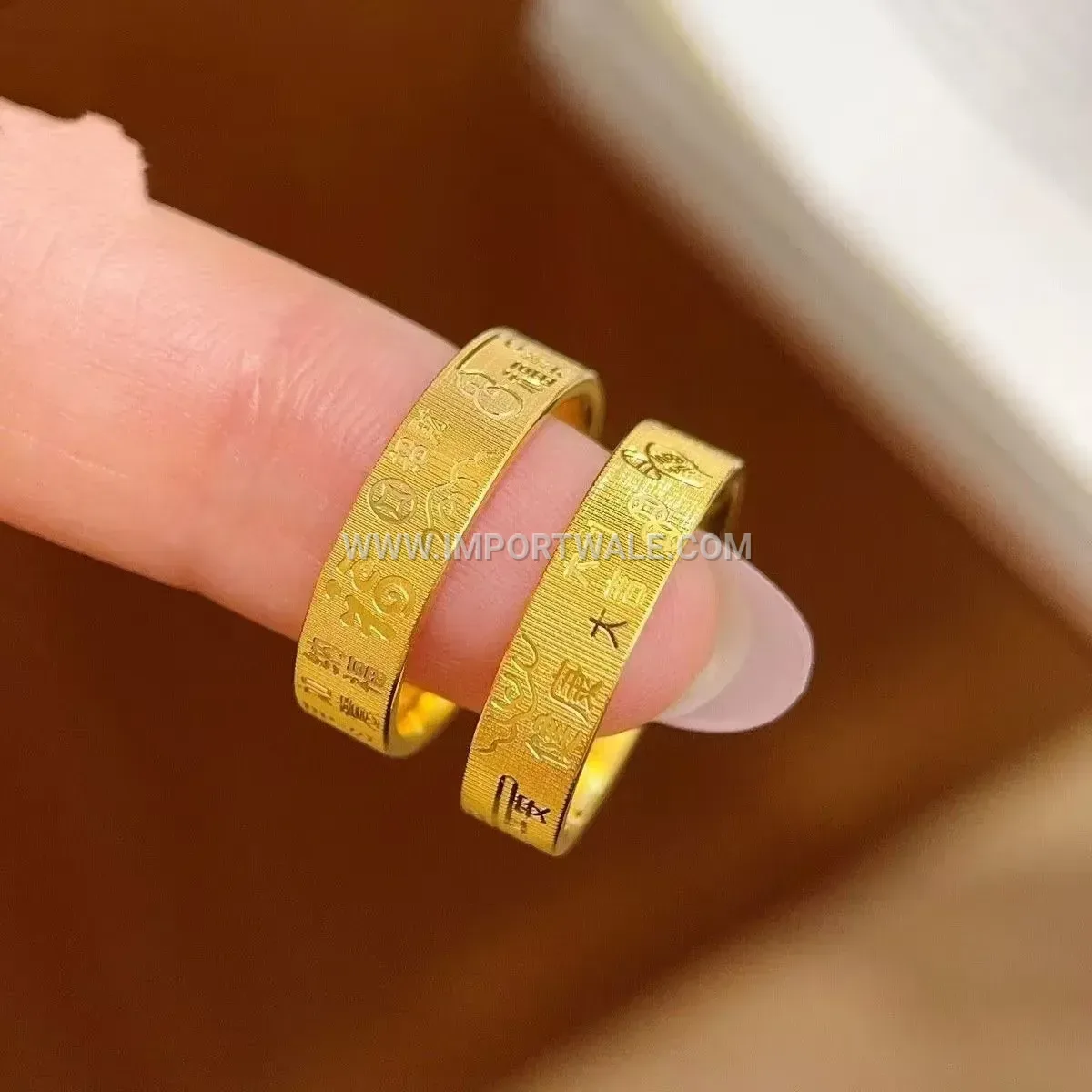 Minimalist Gold Stainless Steel Character Plain Band Ring