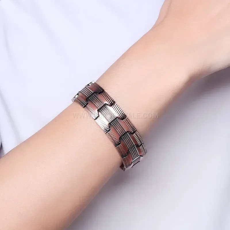 Men's Vintage Pure Red Copper Tire Pattern Magnetic Bracelet
