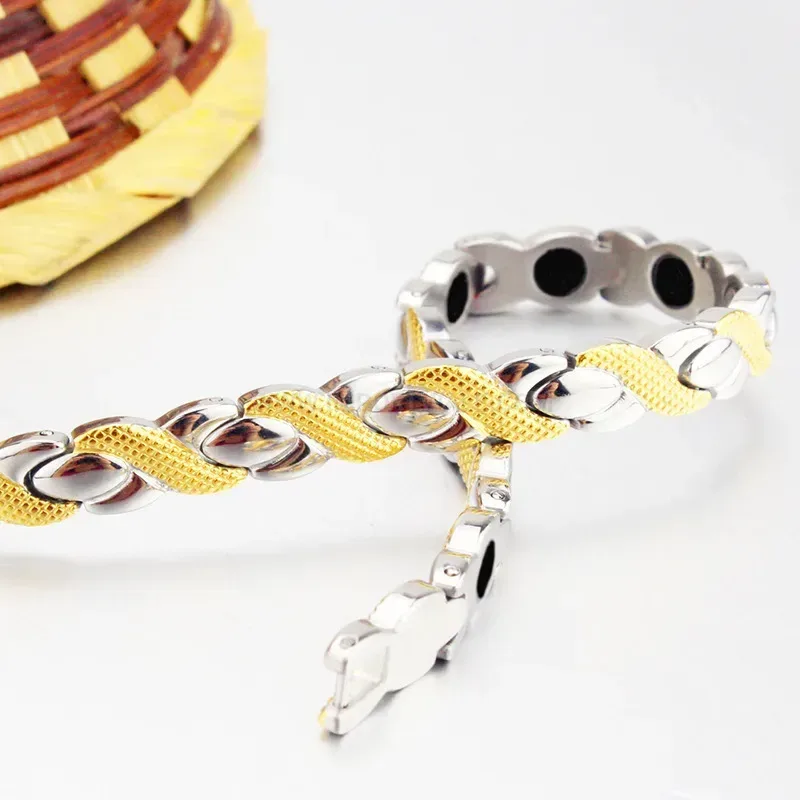 Classic Dragon Engraved Titanium Steel Bio Magnetic Bracelet