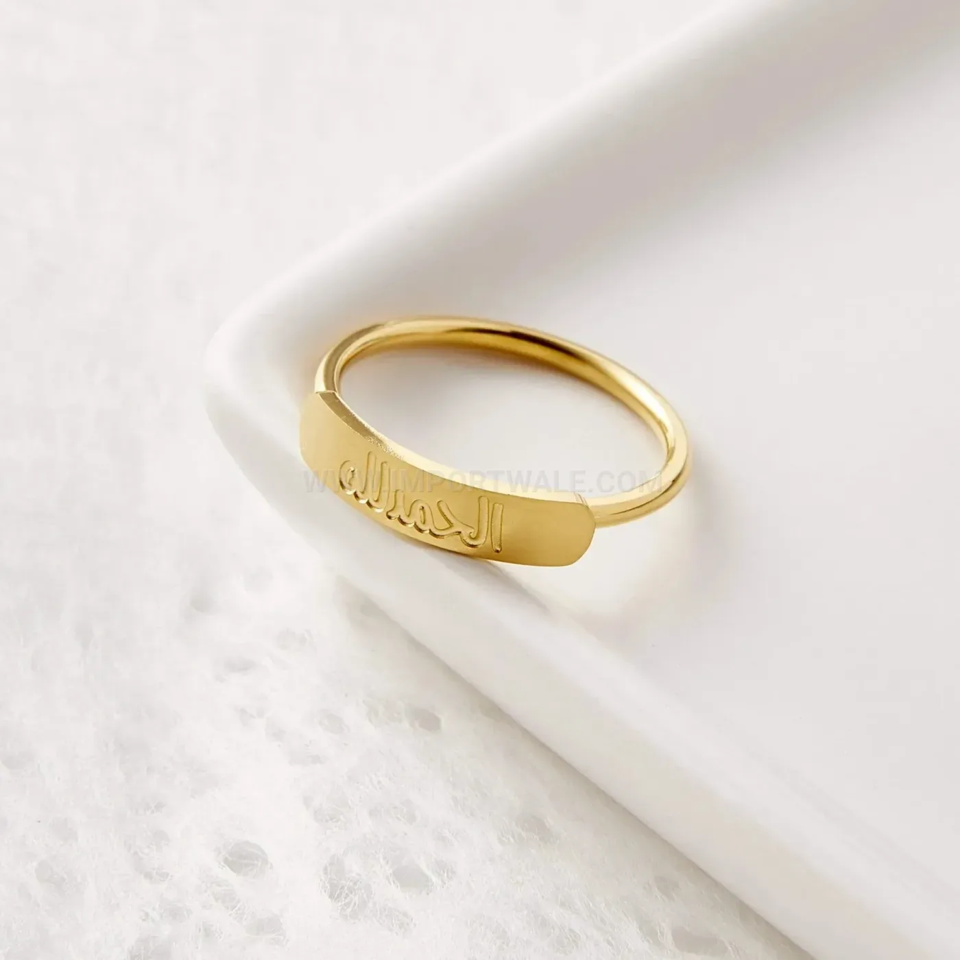 Arabic Calligraphy Stainless Steel Zircon Eternity Band Ring