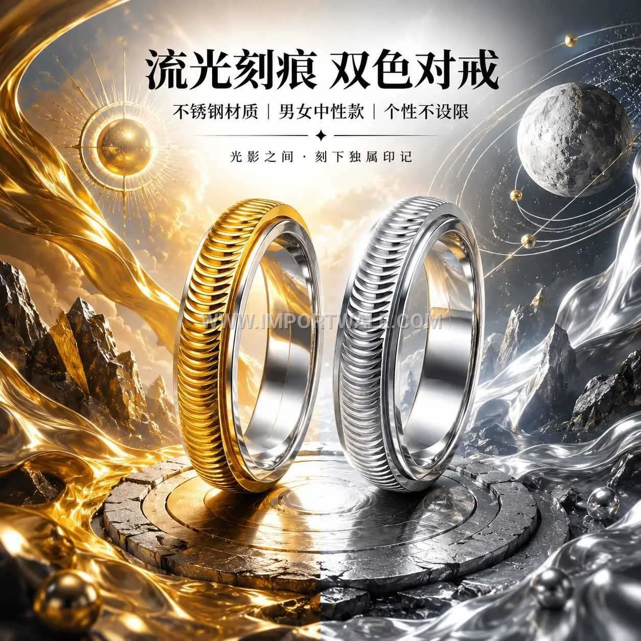 Textured Stainless Steel Spinner Band Ring