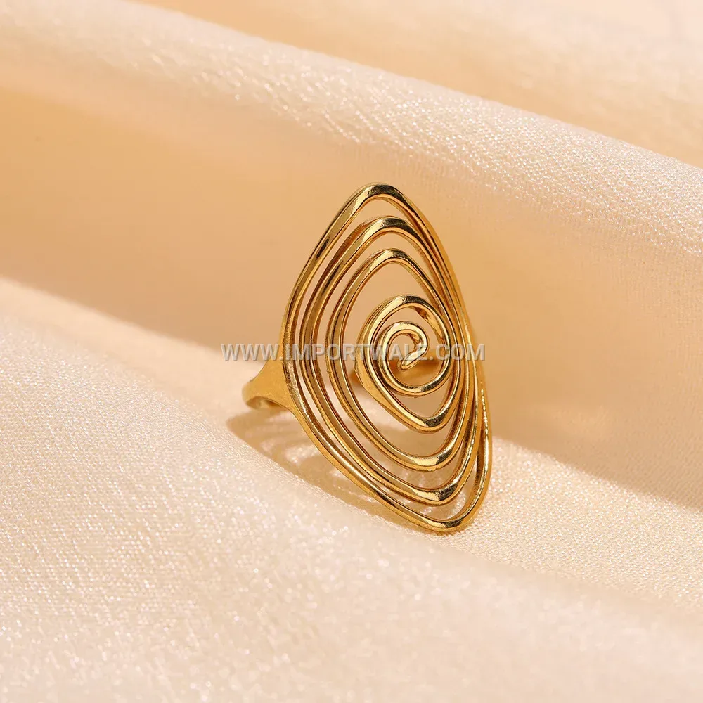 Geometric Gold Plated Stainless Steel Open Ring