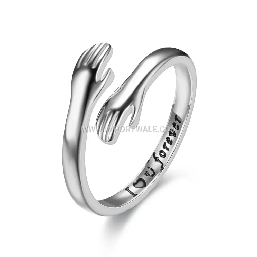 Adjustable Stainless Steel Hug Ring with Engraved Message