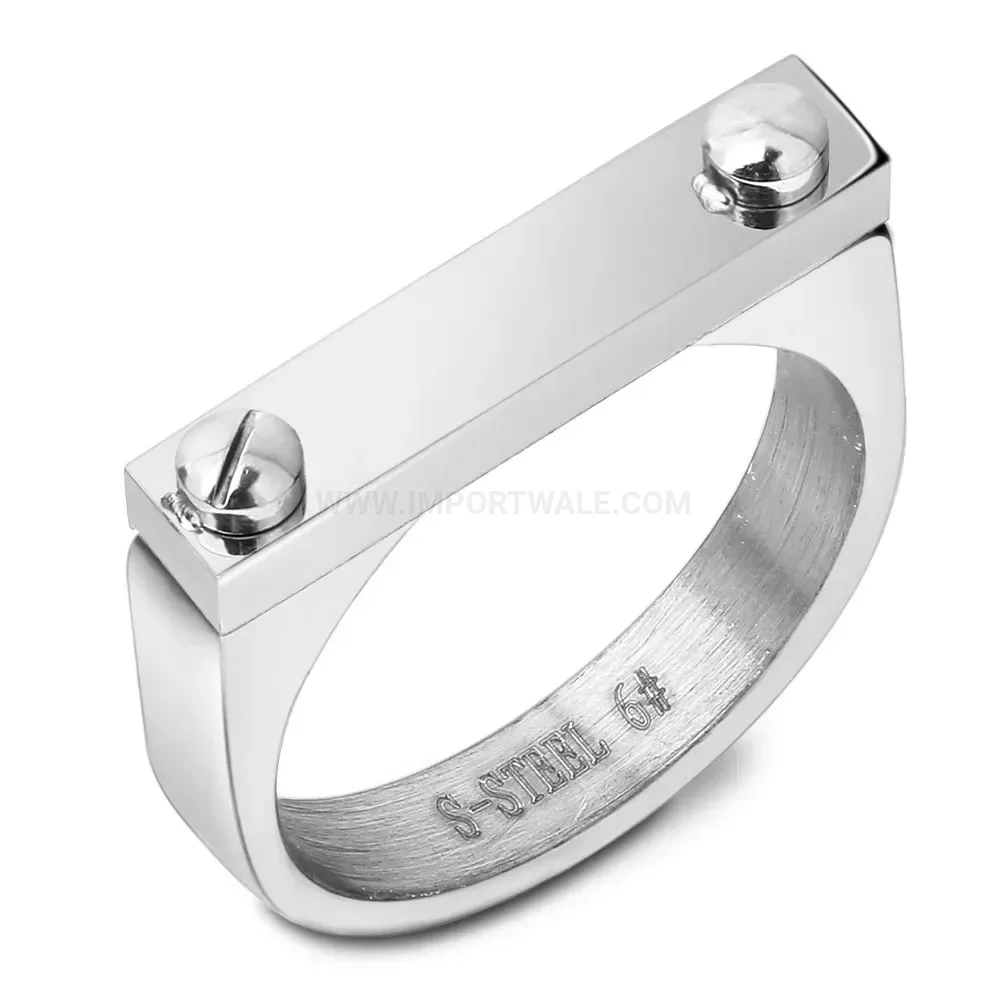 Bold Minimalist Dual Studded Stainless Steel Band Ring