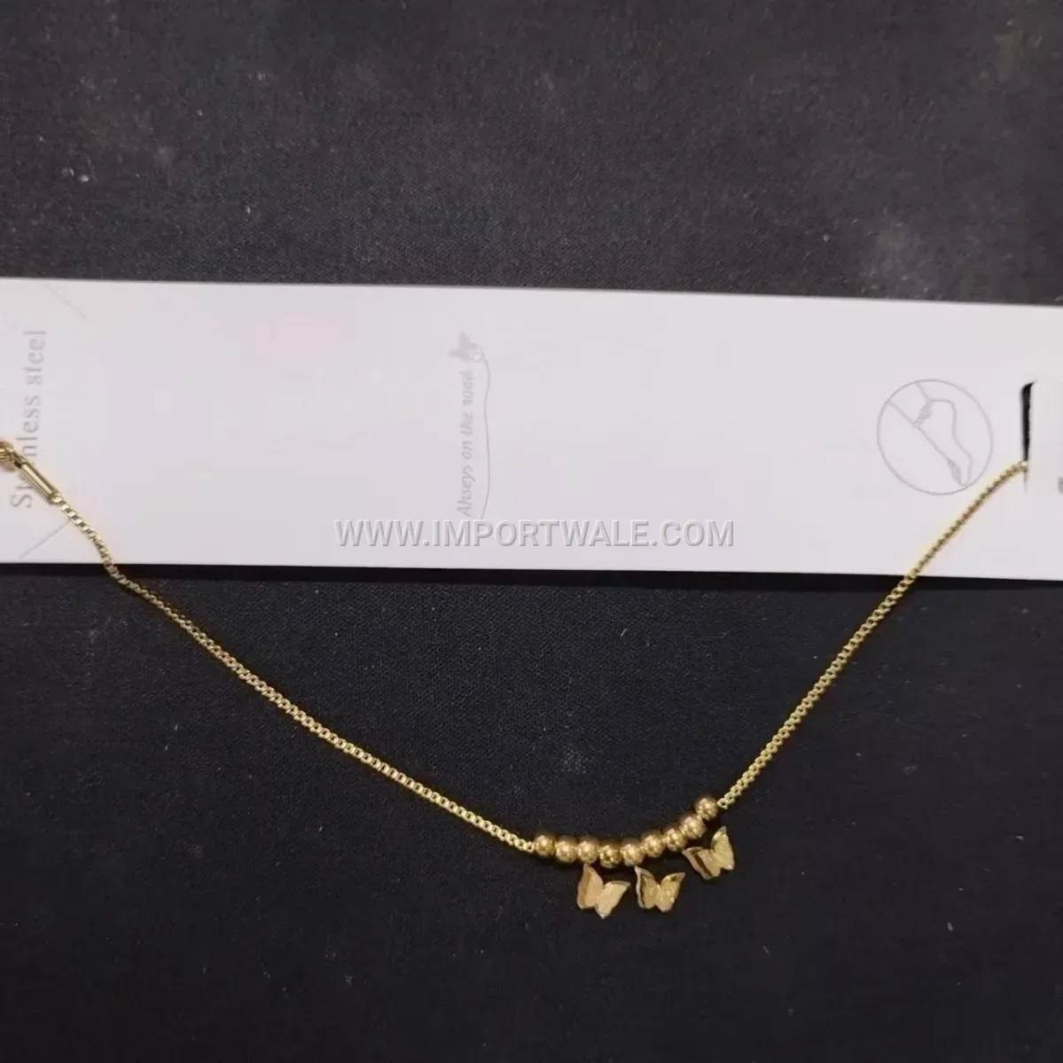 Elegance Gold Stainless Steel Butterfly Premium Anklet Anti Tarnish