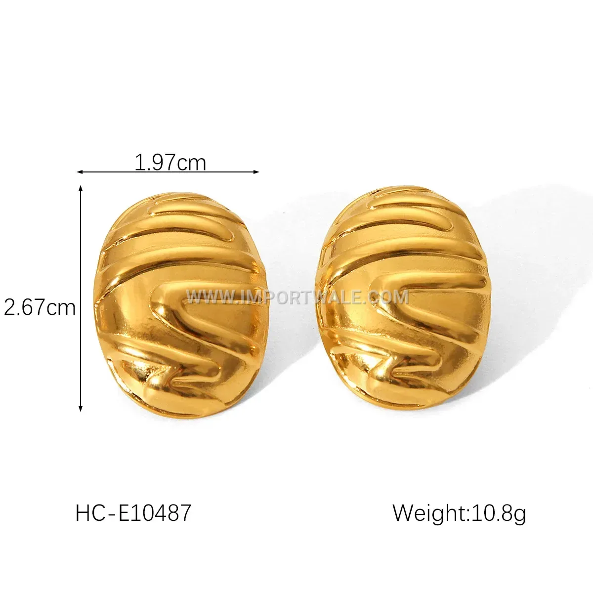 French Minimalist Geometric Titanium Steel 18K Gold Plated Stud Earrings