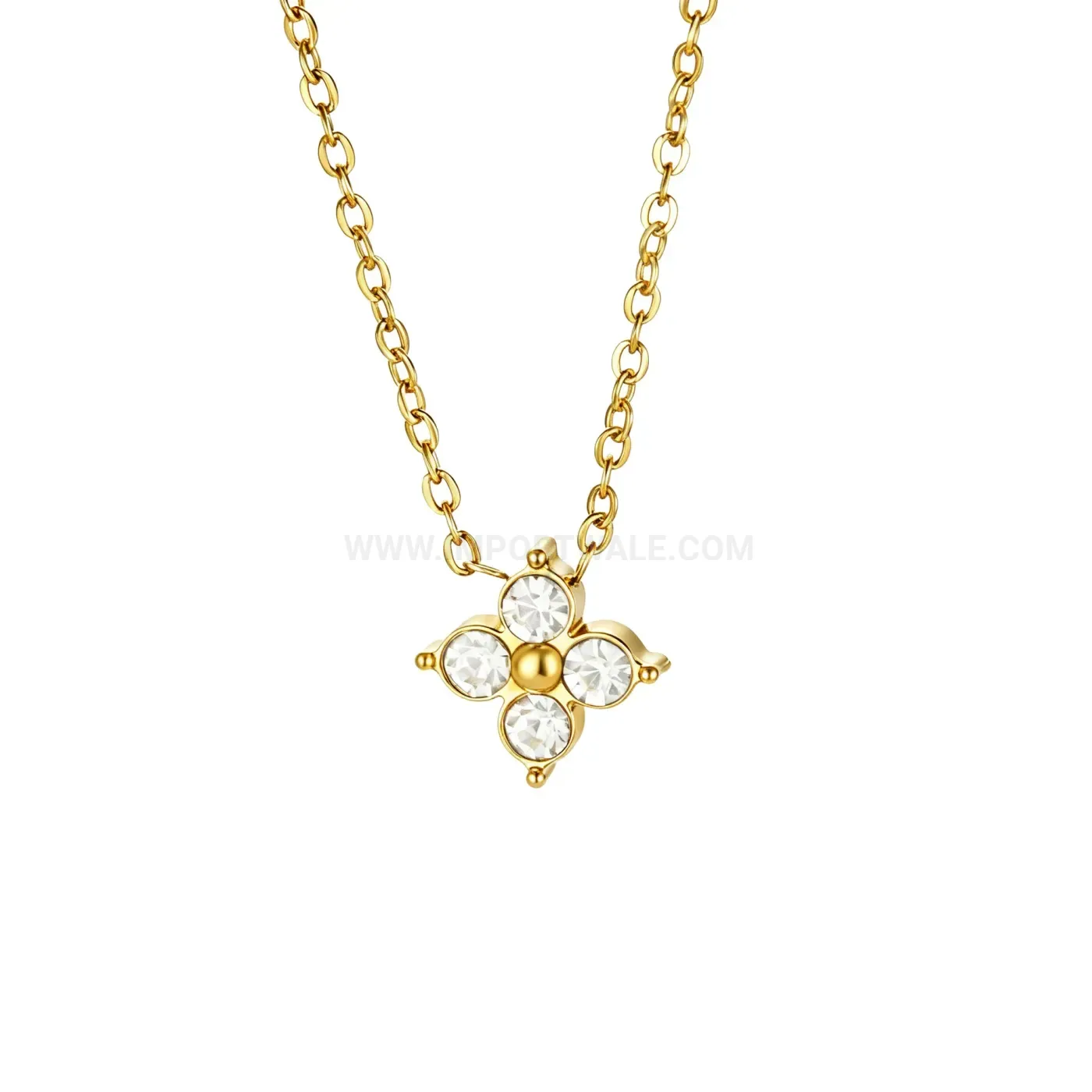 Premium Sparkling Four-Leaf Clover Rhinestone Stainless Steel Jewelry Set