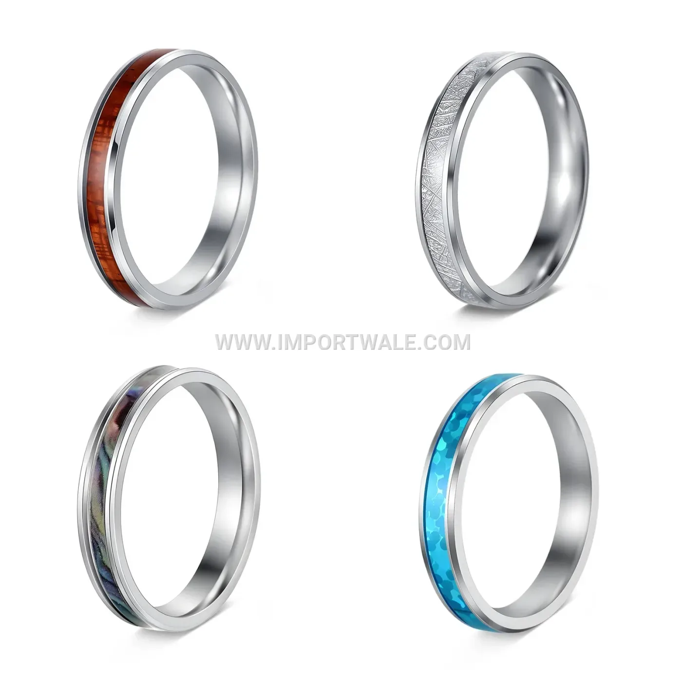 4mm Shell Accent Stainless Steel Geometric Ring