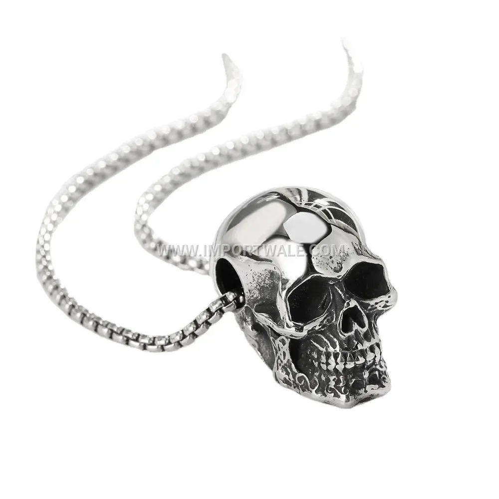 Edgy Stainless Steel Skull Pendant Necklace for Men