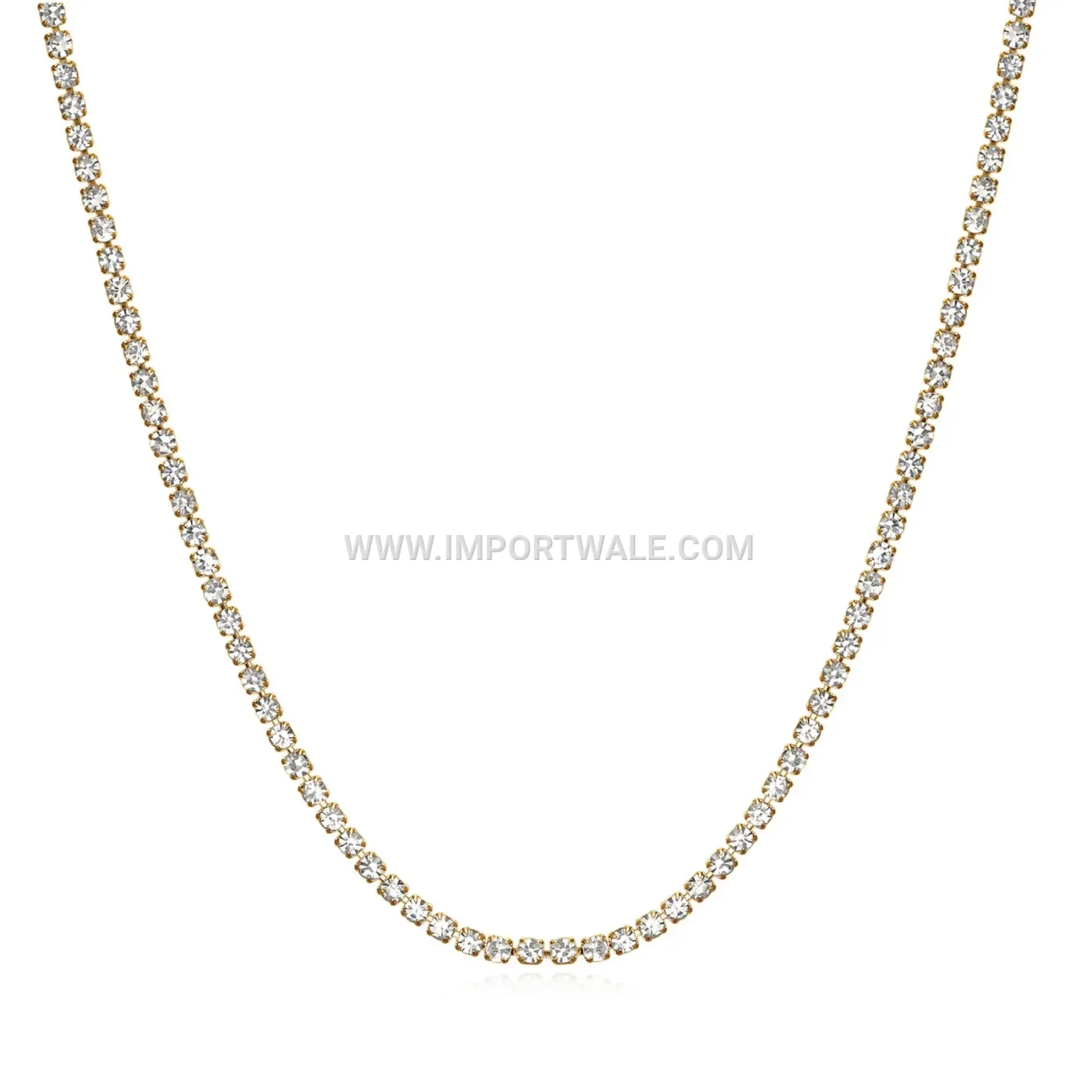 Dainty Single Row Cubic Zirconia Tennis Chain Collar Necklace