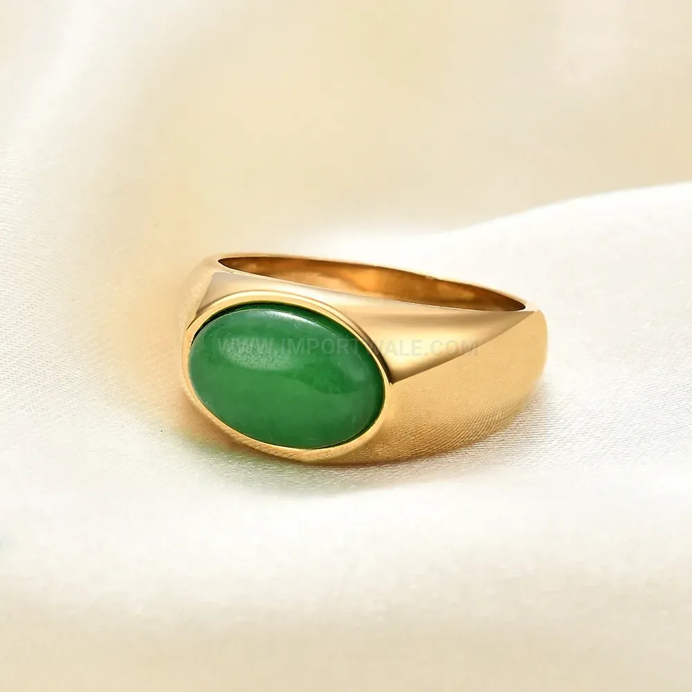 Premium Minimalist Stainless Steel Oval Natural Stone Ring