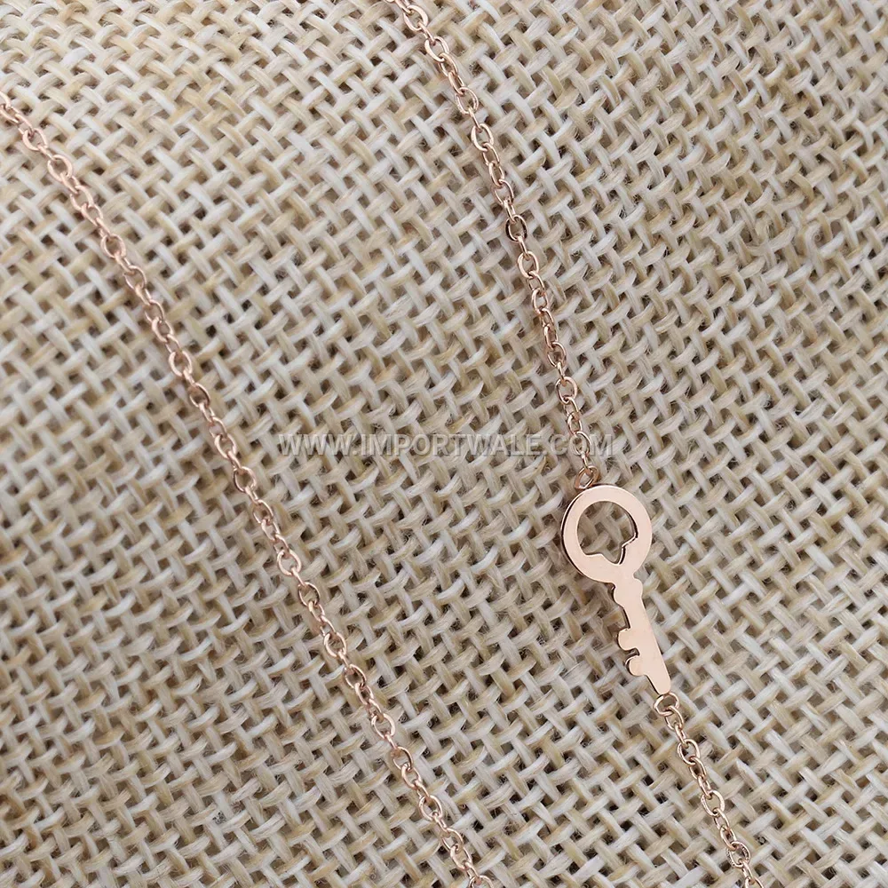 Rose Gold Stainless Steel Heart Engraved Love Pendant Necklace