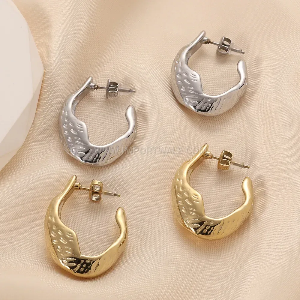 Twisted Irregular Stainless Steel Hoop Earrings