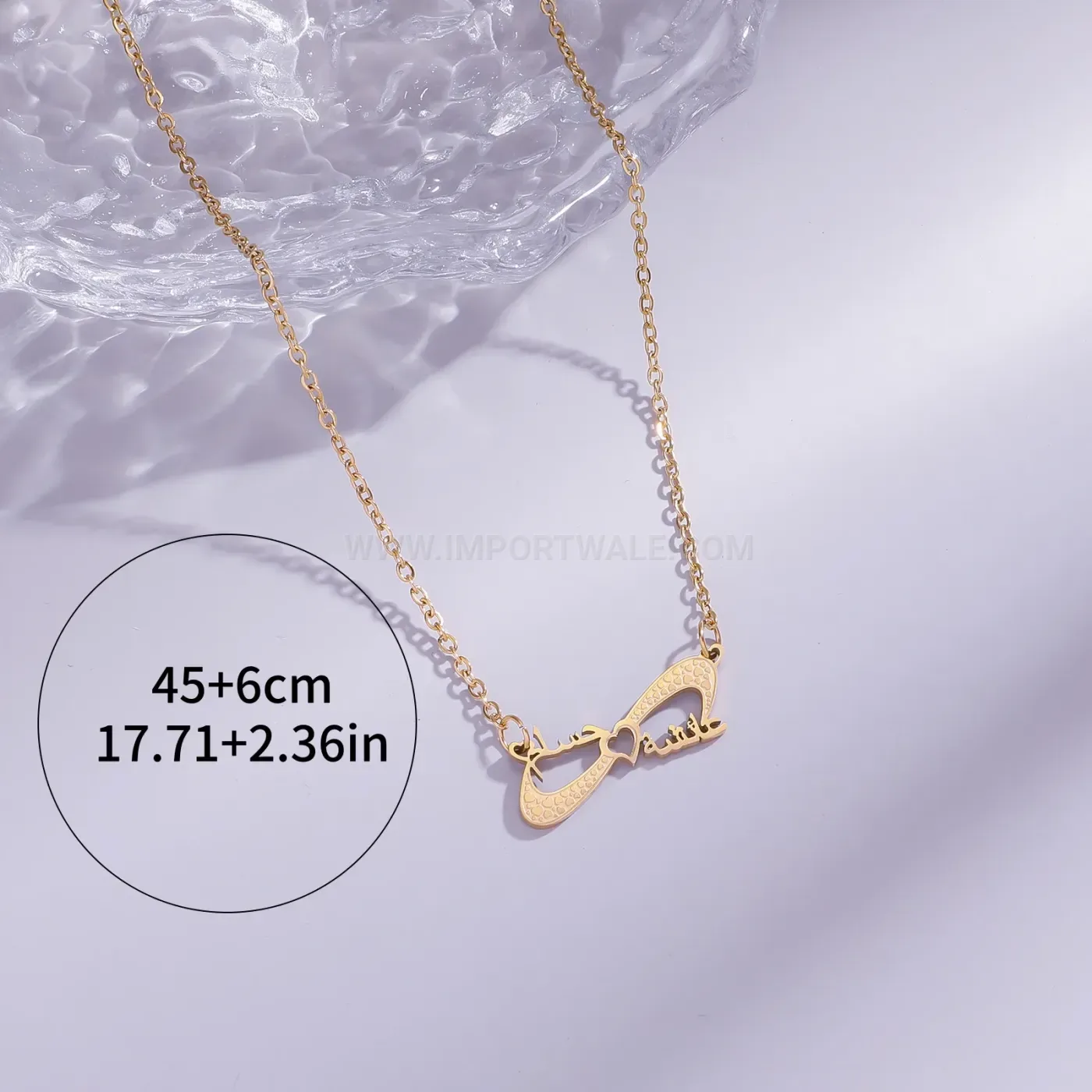 Fashion Stainless Steel Islamic Arabic Calligraphy Bow Pendant Necklace