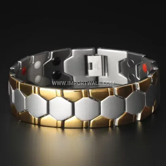 Minimalist Vacuum Plated Gold Stainless Steel Magnetic Bracelet