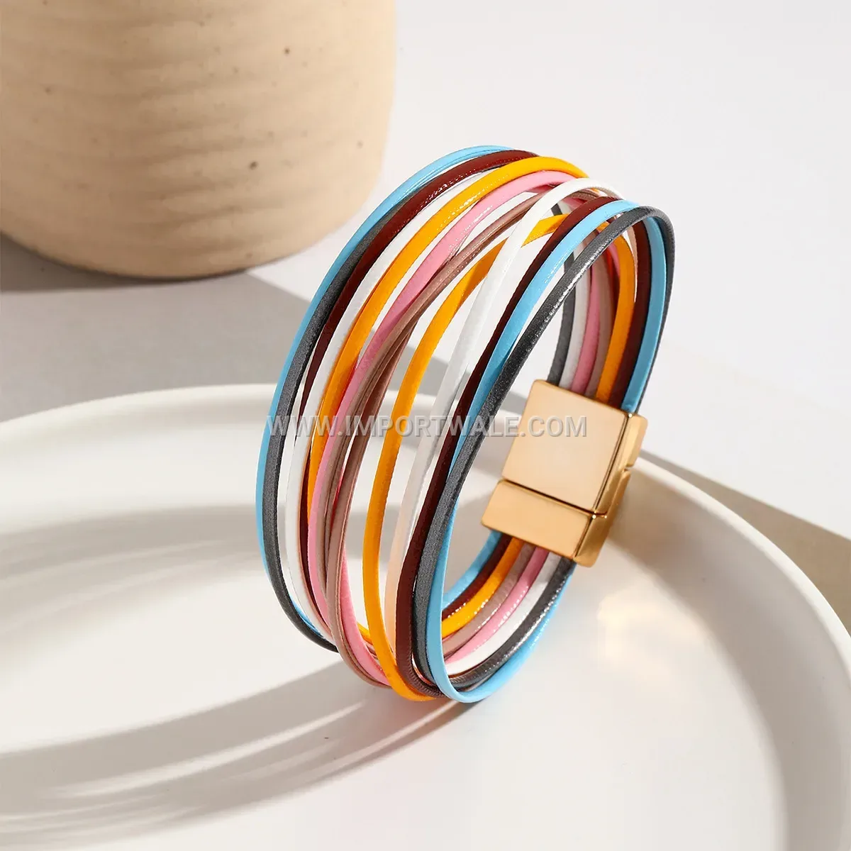 Bohemian Multi Strand PU Leather Wristband Bracelet
