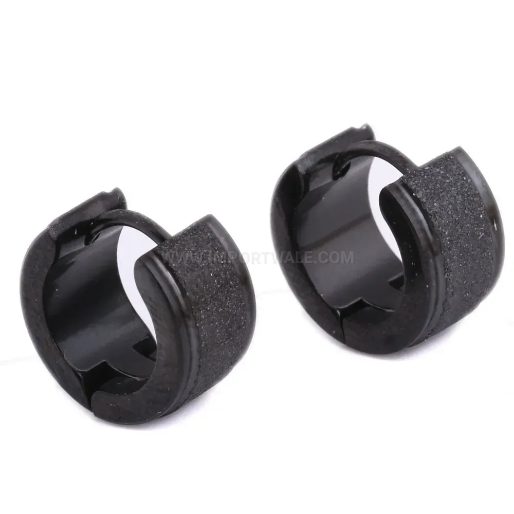 Trendy Wide Frosted U Shaped Stainless Steel Huggie Earrings