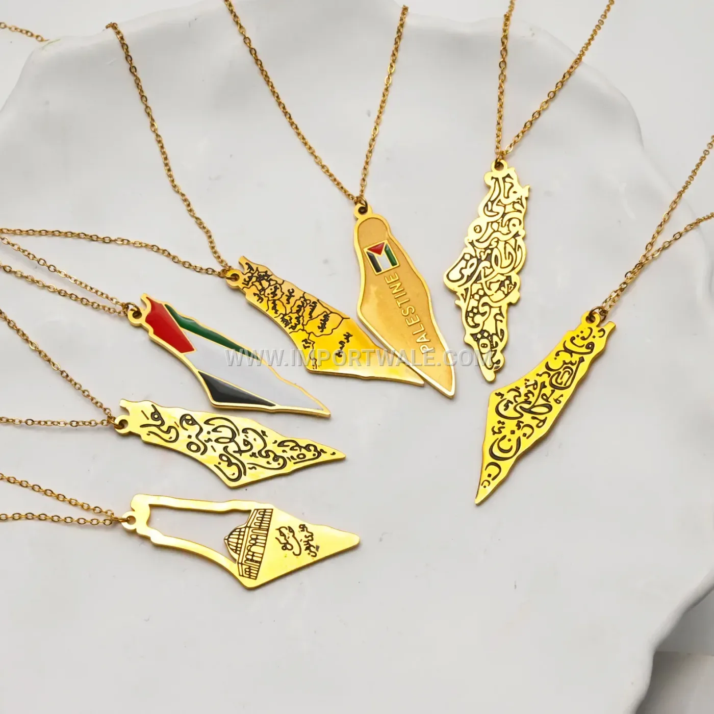 Stainless Steel Palestine Jordan Map Arabic Pendant Necklace