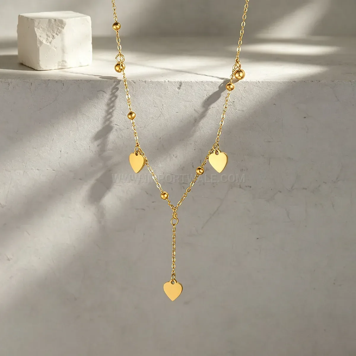 Elegant Gold Electroplated Heart Tassel Stainless Steel Jewelry Piece