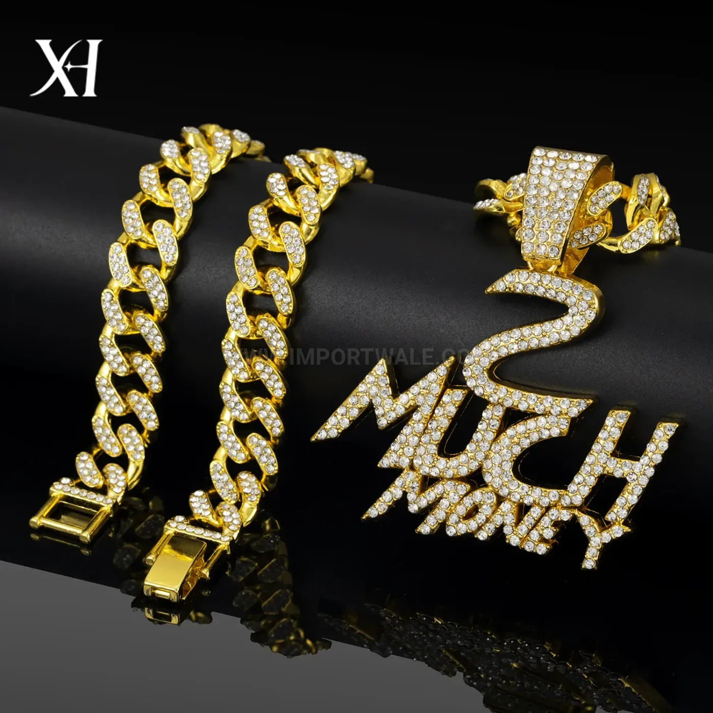 Fashion Iced Out Money Letter Pendant Cuban Necklace