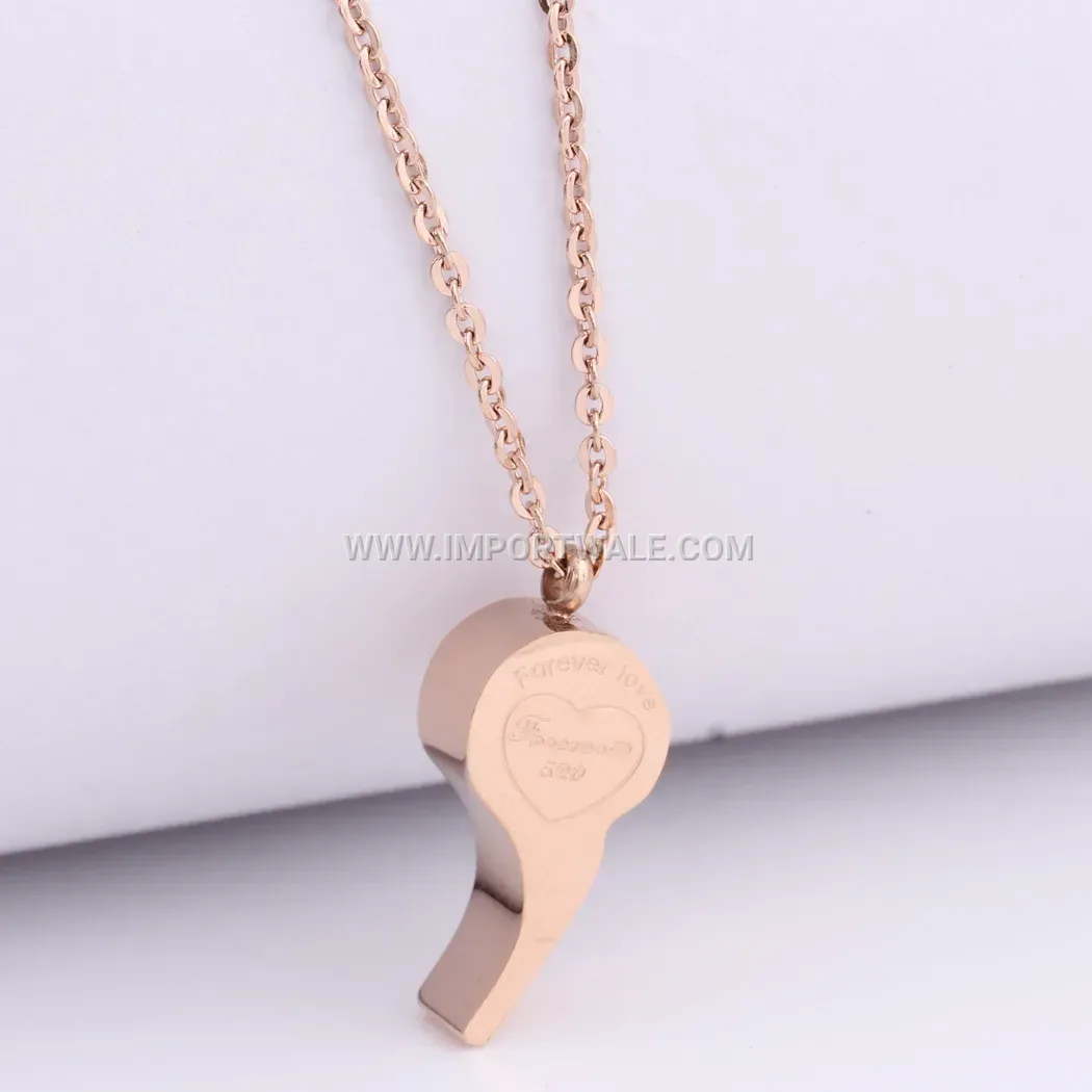 Titanium Steel Whistle Pendant Necklace with Letter Detail