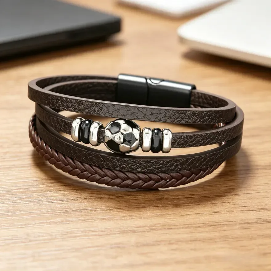 Elegant Multi Layer Braided Leather Band with Magnetic Fastener